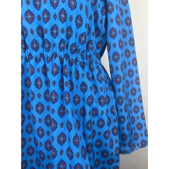 J.Crew Blue Medalian Faux Wrap Dress Size 6 - Picture 8 of 9